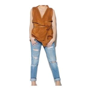 Stylish Tan Sleeveless Wrap Vest